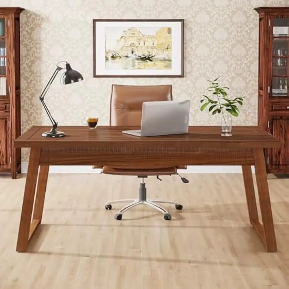 Home Office Executive Desk: 55 Inches Solid Wood Computer Desk with Drawer, Mid-Century Modern Study Writing Table, Walnut Brown
Home Office Executive Desk: 55 Inches Solid Wood Computer Desk with Drawer, Mid-Century Modern Study Writing Table, Walnut Brown