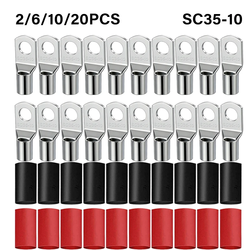 SC35-10 Tinned copper battery terminals 4AWG cable ring terminals Heavy duty copper terminals with 3:1 heat shrink sleeves,
SC35-10 Tinned copper battery terminals 4AWG cable ring terminals Heavy duty copper terminals with 3:1 heat shrink sleeves,