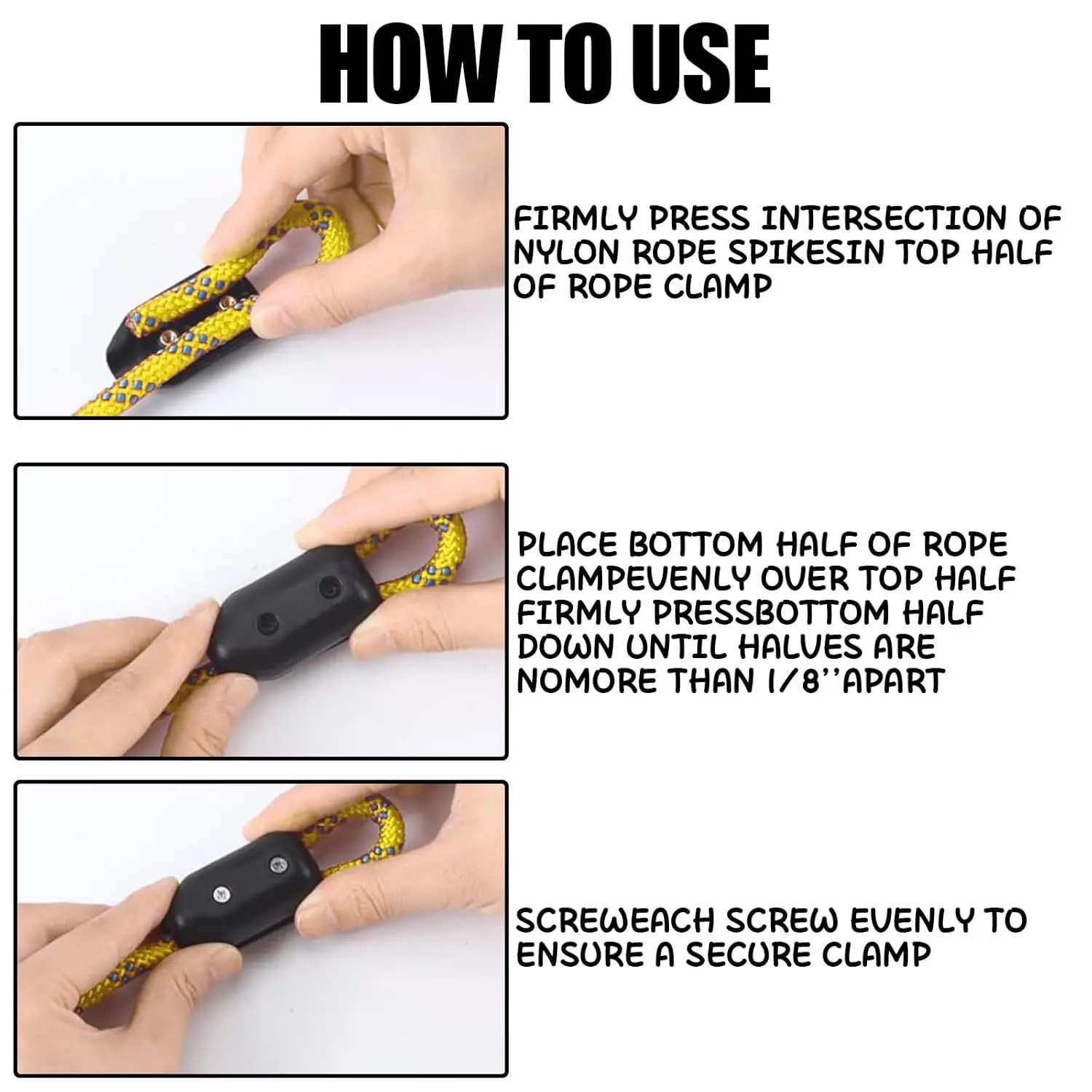 6Pcs Heavy Duty Rope Clamps High Strength Grip Clamp for Mountaineering Nylon Ropes Black 8mm Outdoor Accessories
6Pcs Heavy Duty Rope Clamps High Strength Grip Clamp for Mountaineering Nylon Ropes Black 8mm Outdoor Accessories