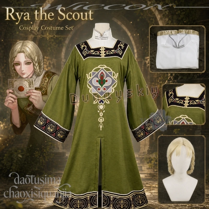 Rya The Scout Costume Retro Royal Style Green Long Robe Dress Vintage Floral Pattern Classical Lolita Cosplay Anime Game RING
Rya The Scout Costume Retro Royal Style Green Long Robe Dress Vintage Floral Pattern Classical Lolita Cosplay Anime Game RING