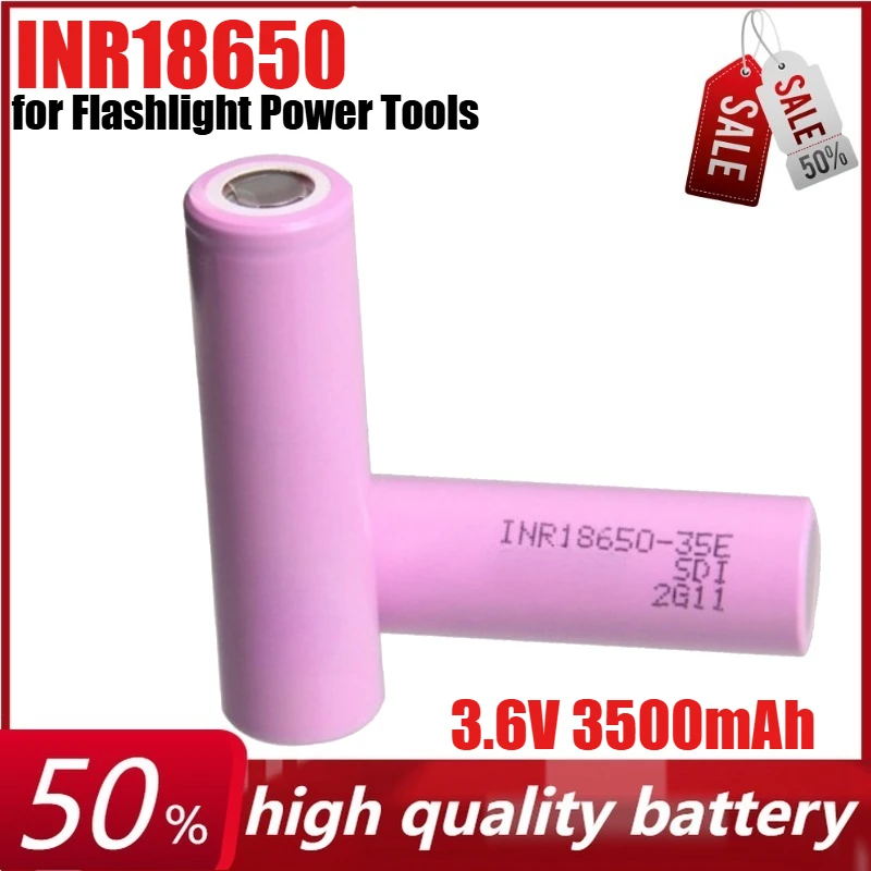 3.6V 3500mAh INR18650-35E 20A Rechargeable Battery for Flashlight Power Tools Battery
3.6V 3500mAh INR18650-35E 20A Rechargeable Battery for Flashlight Power Tools Battery