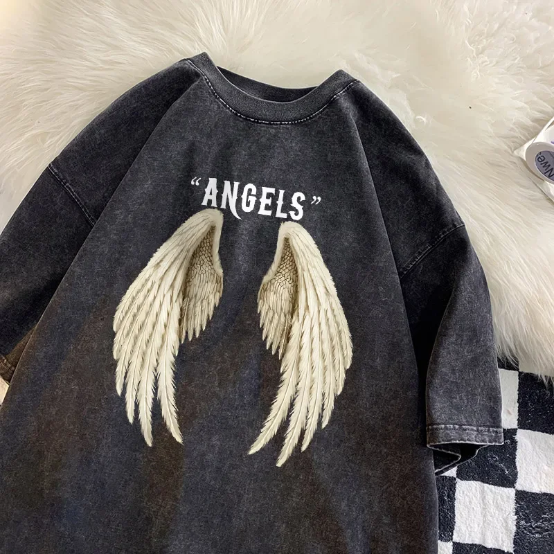 Angel Wings Print T-shirt High-quality Retro Washed Vintage T-shirt Men's and Women's Street Casual Trendy T-shirt
Angel Wings Print T-shirt High-quality Retro Washed Vintage T-shirt Men's and Women's Street Casual Trendy T-shirt