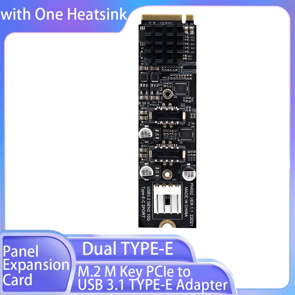 M.2 M Key NVME PCIe to USB 3.1 TYPE C Front Panel Expansion Card 10Gb NGFF M2 NVME to Dual TYPE-E Adapter USB-C Hub Riser for PC
M.2 M Key NVME PCIe to USB 3.1 TYPE C Front Panel Expansion Card 10Gb NGFF M2 NVME to Dual TYPE-E Adapter USB-C Hub Riser for PC