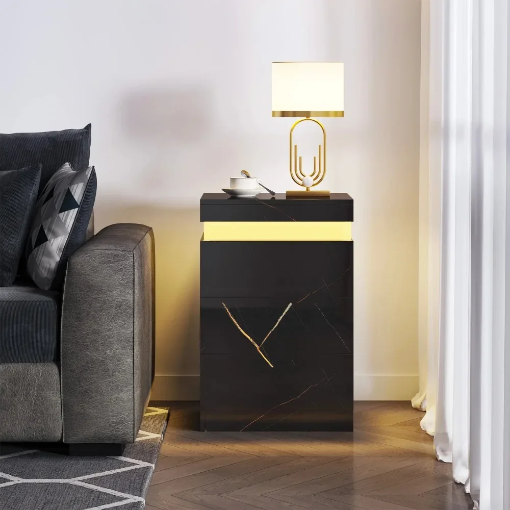 Nightstands, with 3 Drawers, 27" H Modern Bedside Table with Adjustable RGB LED Light, High Gloss Nightstand, Nightstand
Nightstands, with 3 Drawers, 27" H Modern Bedside Table with Adjustable RGB LED Light, High Gloss Nightstand, Nightstand