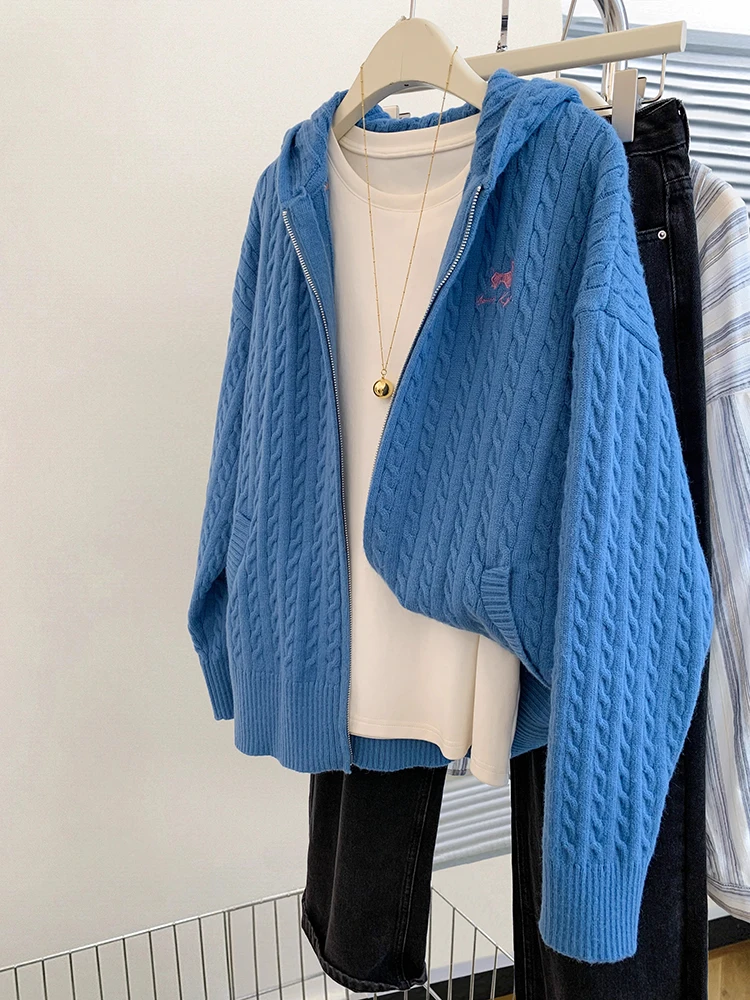 Fashion Hooded Sweater Coat Women's Autumn and Winter New Loose Lazy Style Zip Up Long Sleeve Cardigan Casual Versatile Tops
Fashion Hooded Sweater Coat Women's Autumn and Winter New Loose Lazy Style Zip Up Long Sleeve Cardigan Casual Versatile Tops