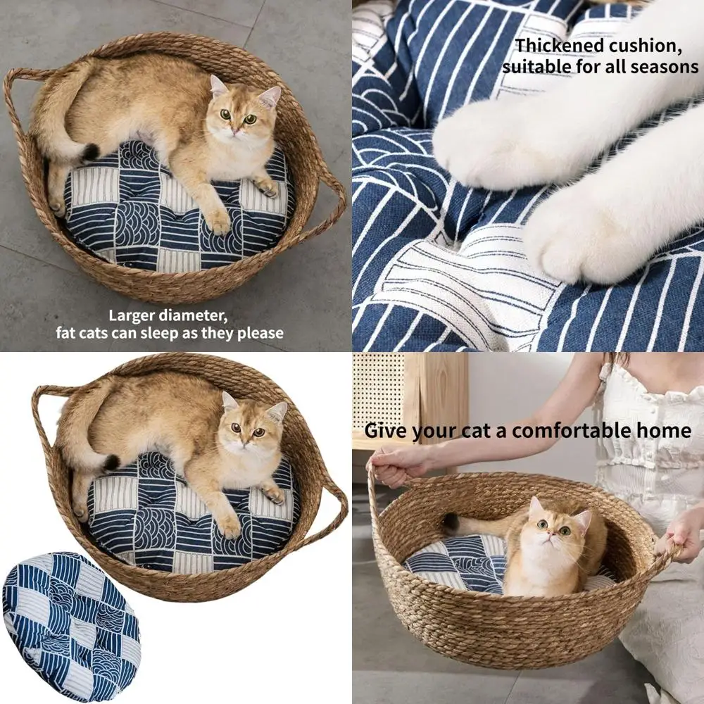 Large Round Wicker Cat Nest with Cushion, Non-Slip and Cozy Bed for Cats and Small Dogs
Large Round Wicker Cat Nest with Cushion, Non-Slip and Cozy Bed for Cats and Small Dogs