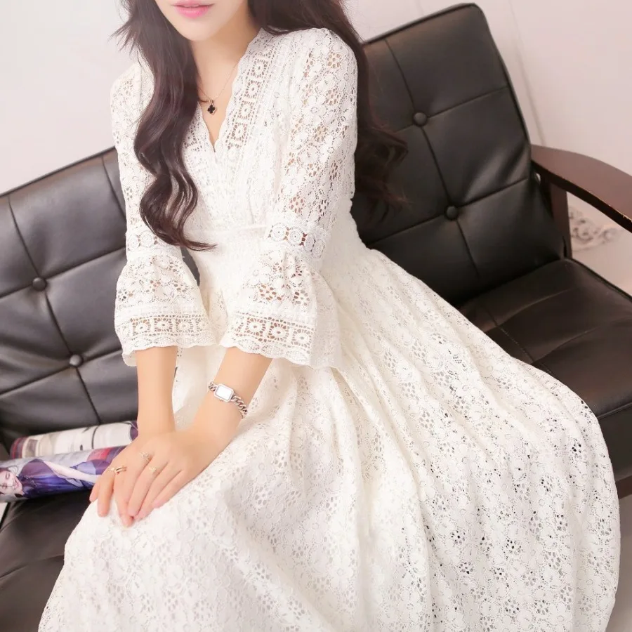 【HOT】Spring and summer women's dress temperament fairy lace V-neck dress slim elastic waist dress white vacation beach dress fo
【HOT】Spring and summer women's dress temperament fairy lace V-neck dress slim elastic waist dress white vacation beach dress fo