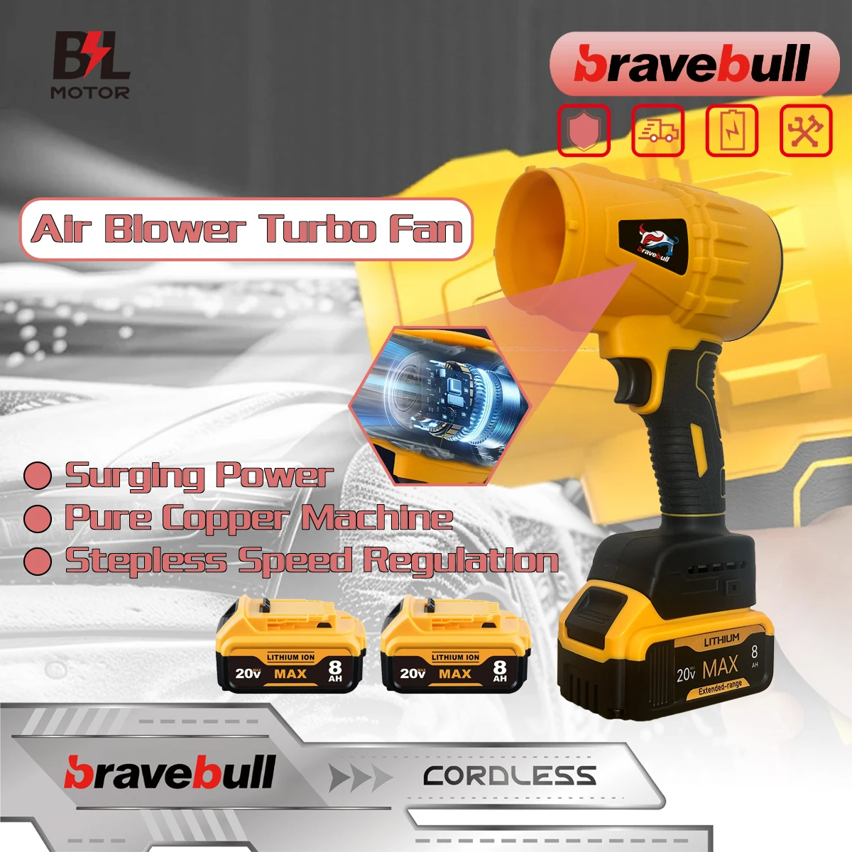 Bravebull НОВЫЙ комплект бесщеточных электрических воздуходувок Ручной сверхсильный ветровой вентилятор Trubon Fan Jet для Dewalt 20 В аккумуляторный штифт
Bravebull НОВЫЙ комплект бесщеточных электрических воздуходувок Ручной сверхсильный ветровой вентилятор Trubon Fan Jet для Dewalt 20 В аккумуляторный штифт