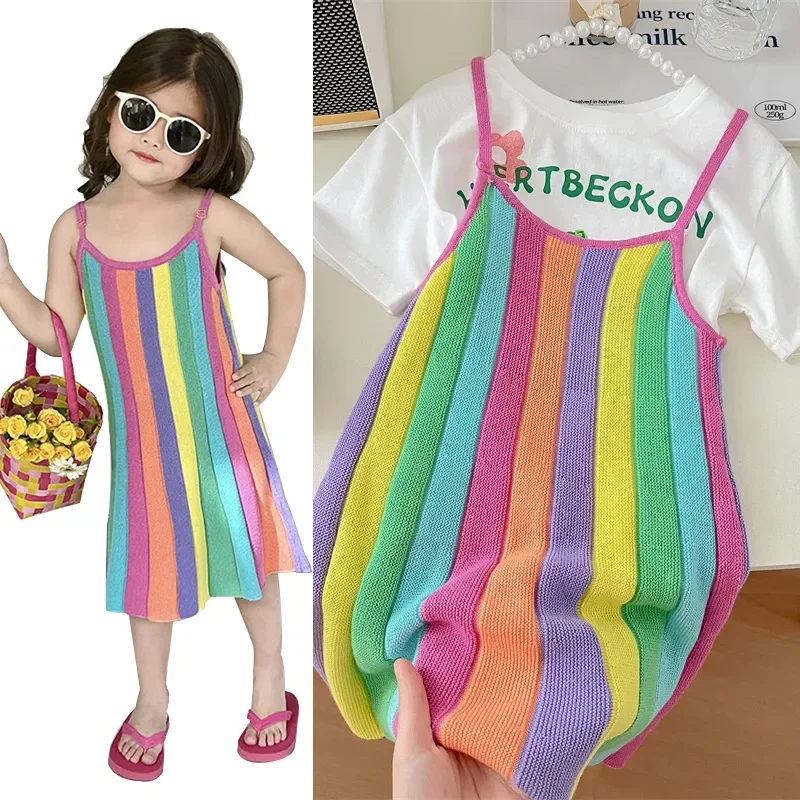 Girls Children Kid Clothing Cami Dress Summer 2023 New Rainbow Skirt T-shirt + Dress Two Piece Set Kids Dresses for Girls
Girls Children Kid Clothing Cami Dress Summer 2023 New Rainbow Skirt T-shirt + Dress Two Piece Set Kids Dresses for Girls