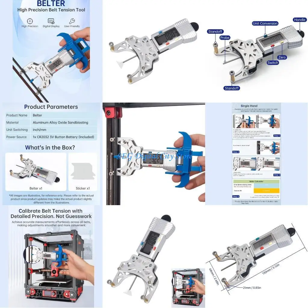 U75B Precise Engineered Belt Tension Meter with Digital Display for Easy Readings