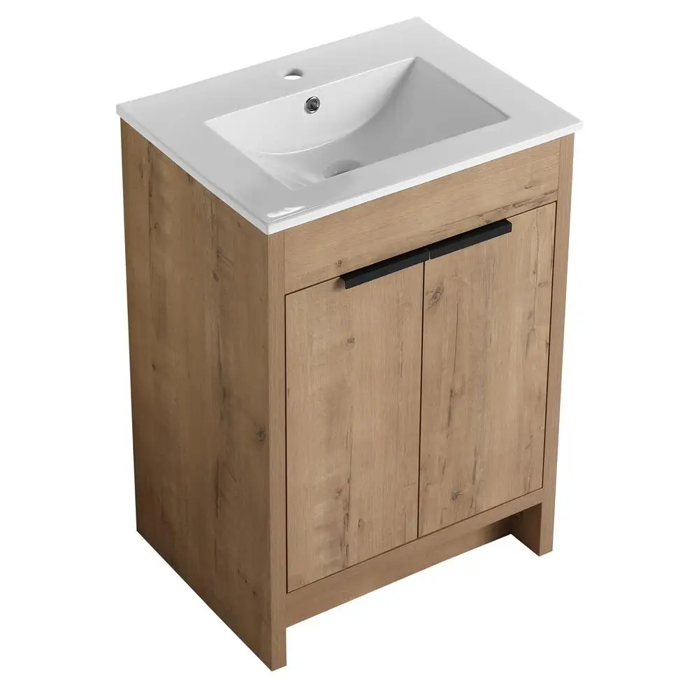 24" Freestanding Bathroom Vanity with White Ceramic Sink & 2 Soft-Close Cabinet Doors
24" Freestanding Bathroom Vanity with White Ceramic Sink & 2 Soft-Close Cabinet Doors