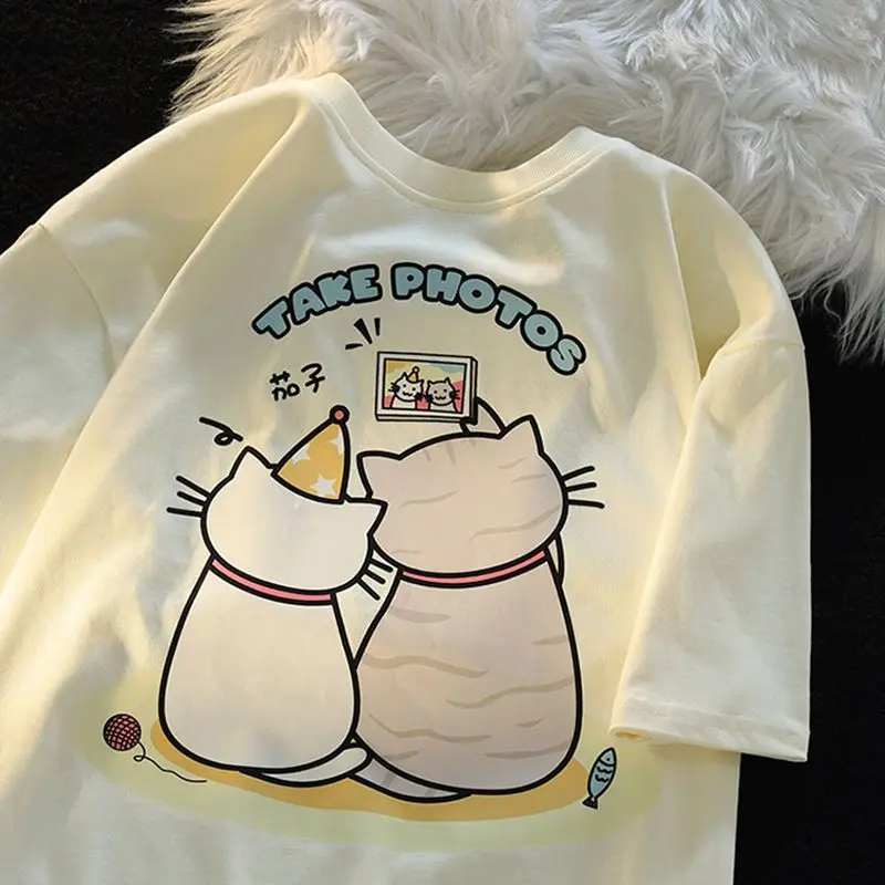 Summer new style pure cotton t shirt women short sleeved loose cartoon dopamine couple versatile large size half sleeved top y2k
Summer new style pure cotton t shirt women short sleeved loose cartoon dopamine couple versatile large size half sleeved top y2k