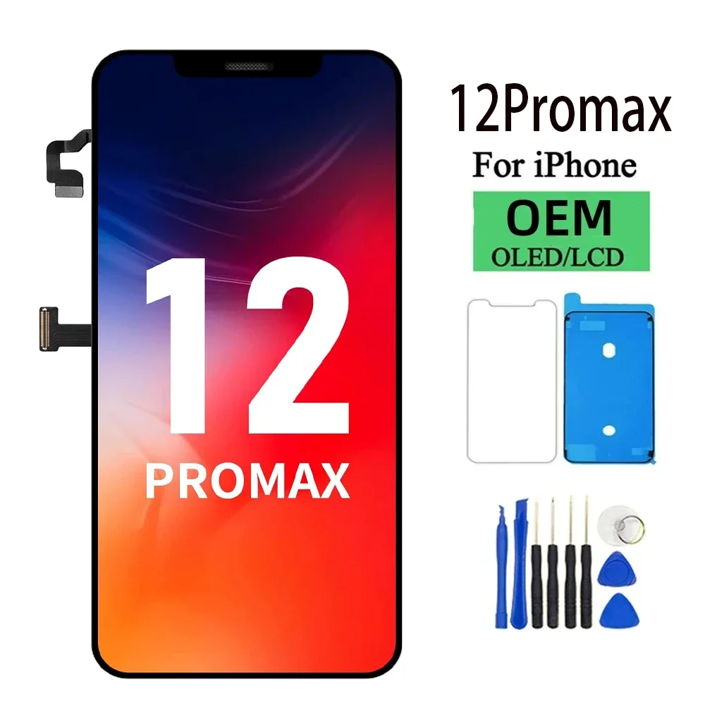 OLED Pantalla for iphone 12promax LCD Display Touch Screen Digitizer Assembly for iPhone 12Promax LCD Replacement 3D Touch True
OLED Pantalla for iphone 12promax LCD Display Touch Screen Digitizer Assembly for iPhone 12Promax LCD Replacement 3D Touch True