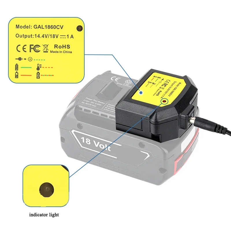 Portable Battery Replacement Charger GAL1860CV Lithium Battery Charger Adapter Compatible with For Bosch 14.4-18V Li-ion Battery 
Portable Battery Replacement Charger GAL1860CV Lithium Battery Charger Adapter Compatible with For Bosch 14.4-18V Li-ion Battery