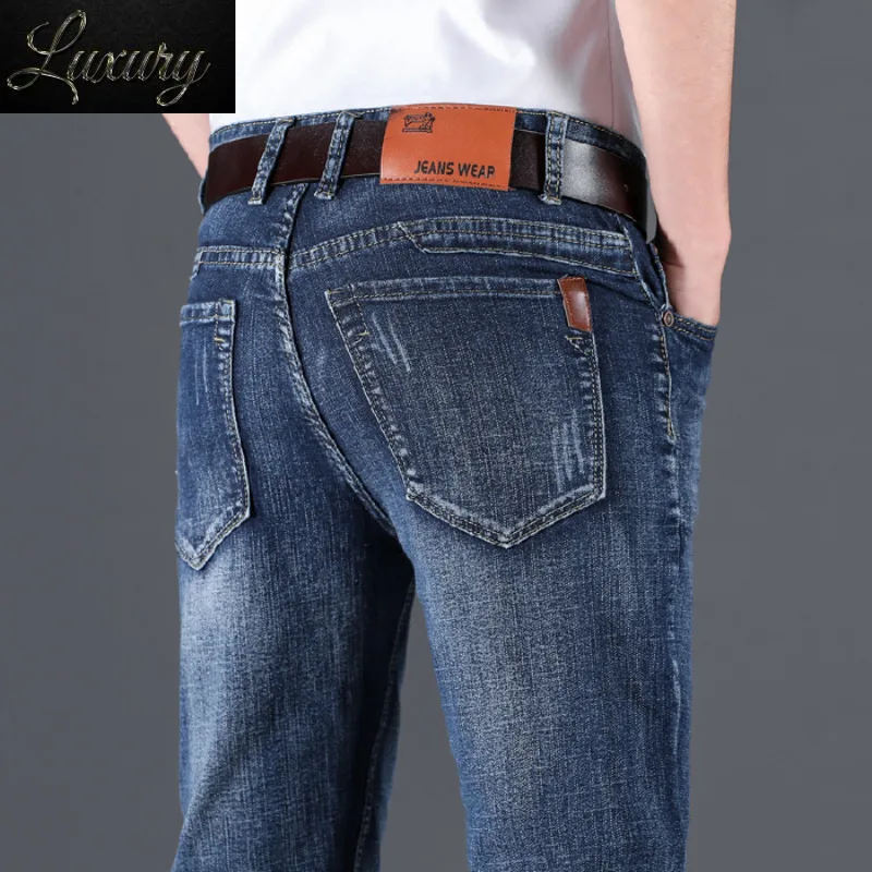 New Men's Stretch Jeans Fashion Slim Black Blue Business Casual Korea Male Clothing Solid Color Denim Trousers for Four Seasons
New Men's Stretch Jeans Fashion Slim Black Blue Business Casual Korea Male Clothing Solid Color Denim Trousers for Four Seasons