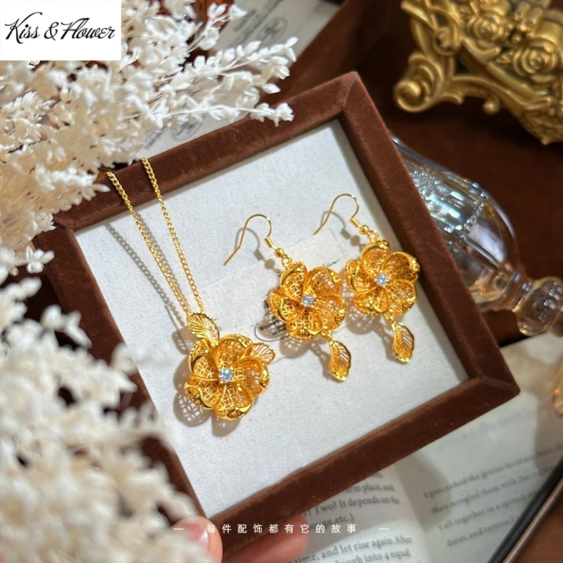 KISS&FLOWER 24KT Gold Flower Necklace+Earrings For Women Wedding Party Birthday Christmas Bride Mother Girl Lady Gifts JS112
KISS&FLOWER 24KT Gold Flower Necklace+Earrings For Women Wedding Party Birthday Christmas Bride Mother Girl Lady Gifts JS112
