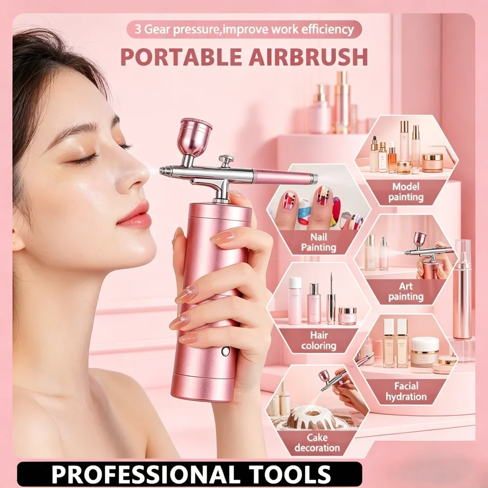 Pink Mini Airbrush Paint Spray Gun Set, 0.3mm Air Compressor Nano Fog Sprayer for Nail Art Tattoo Cake Decoration
Pink Mini Airbrush Paint Spray Gun Set, 0.3mm Air Compressor Nano Fog Sprayer for Nail Art Tattoo Cake Decoration