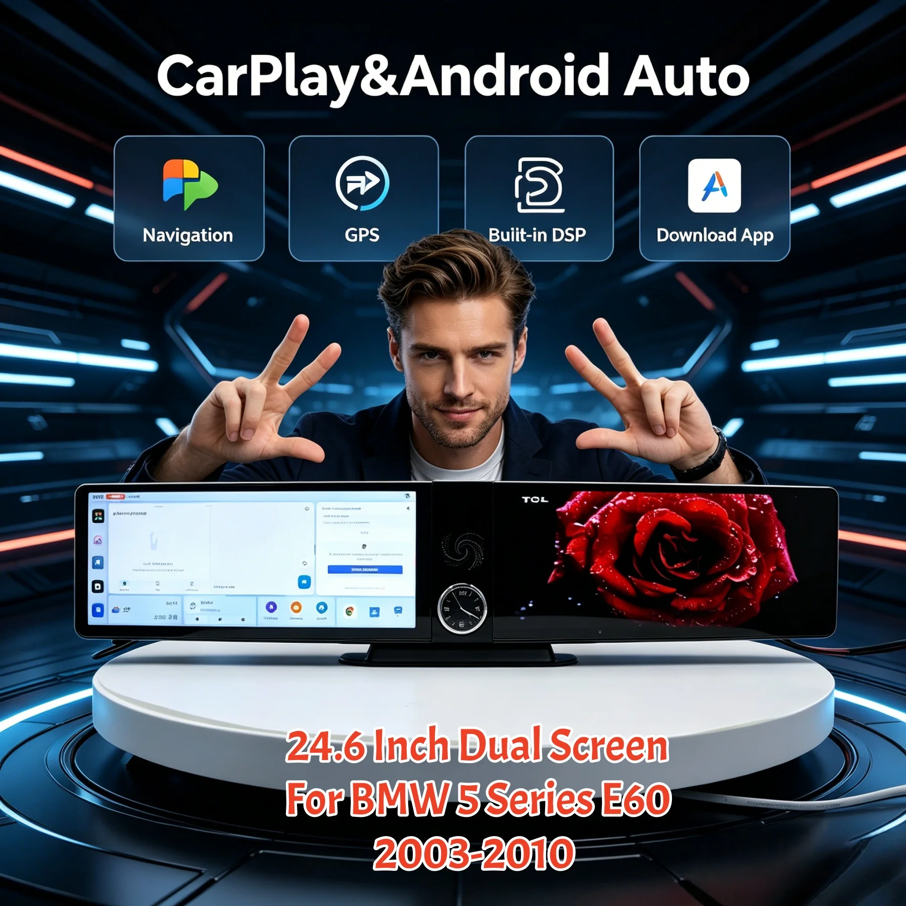 Dual Screen Android14 ID9 Car Radio Carplay Screen For BMW 5 Series E60 2003-2010 Multimedia Player GPS Navigation Head Unit
Dual Screen Android14 ID9 Car Radio Carplay Screen For BMW 5 Series E60 2003-2010 Multimedia Player GPS Navigation Head Unit