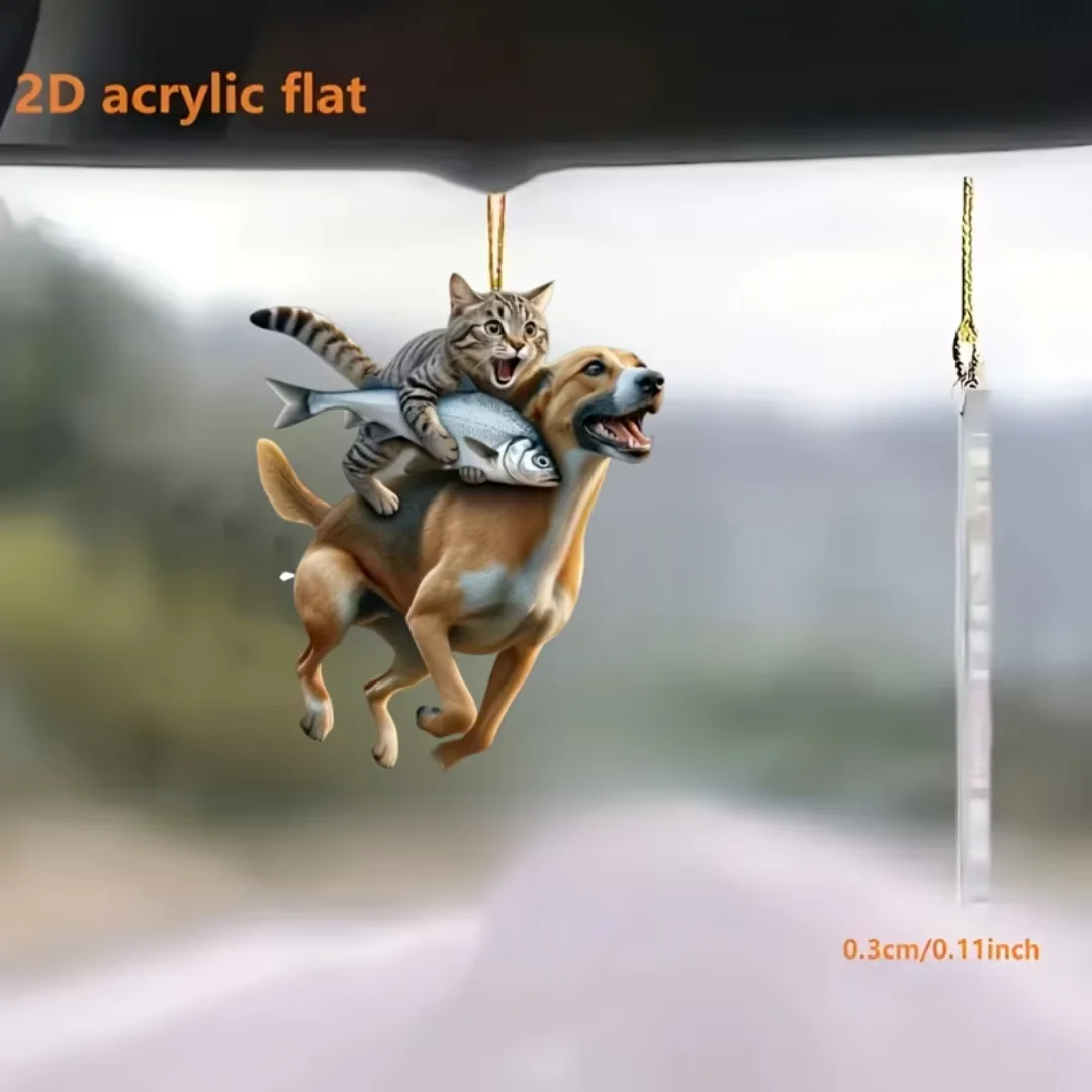 Cute Cat Riding Dog 2D Flat Acrylic Keychain Novel Pet-Themed Pendant Versatile Charm for Car Mirror,Bag,Home,Festive,Gift&Decor
Cute Cat Riding Dog 2D Flat Acrylic Keychain Novel Pet-Themed Pendant Versatile Charm for Car Mirror,Bag,Home,Festive,Gift&Decor