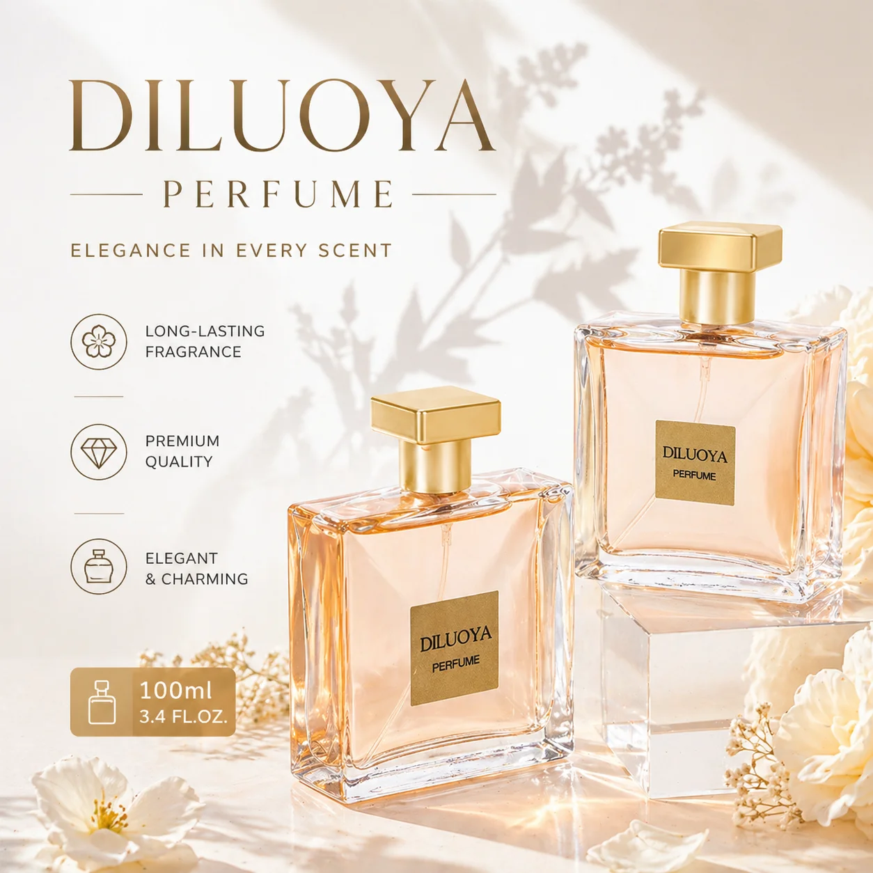 Modern Lady Women Perfume 100ml Long Lasting Elegant Floral Light Fragrance Gold Glass Bottle Niche Scent Gift
Modern Lady Women Perfume 100ml Long Lasting Elegant Floral Light Fragrance Gold Glass Bottle Niche Scent Gift