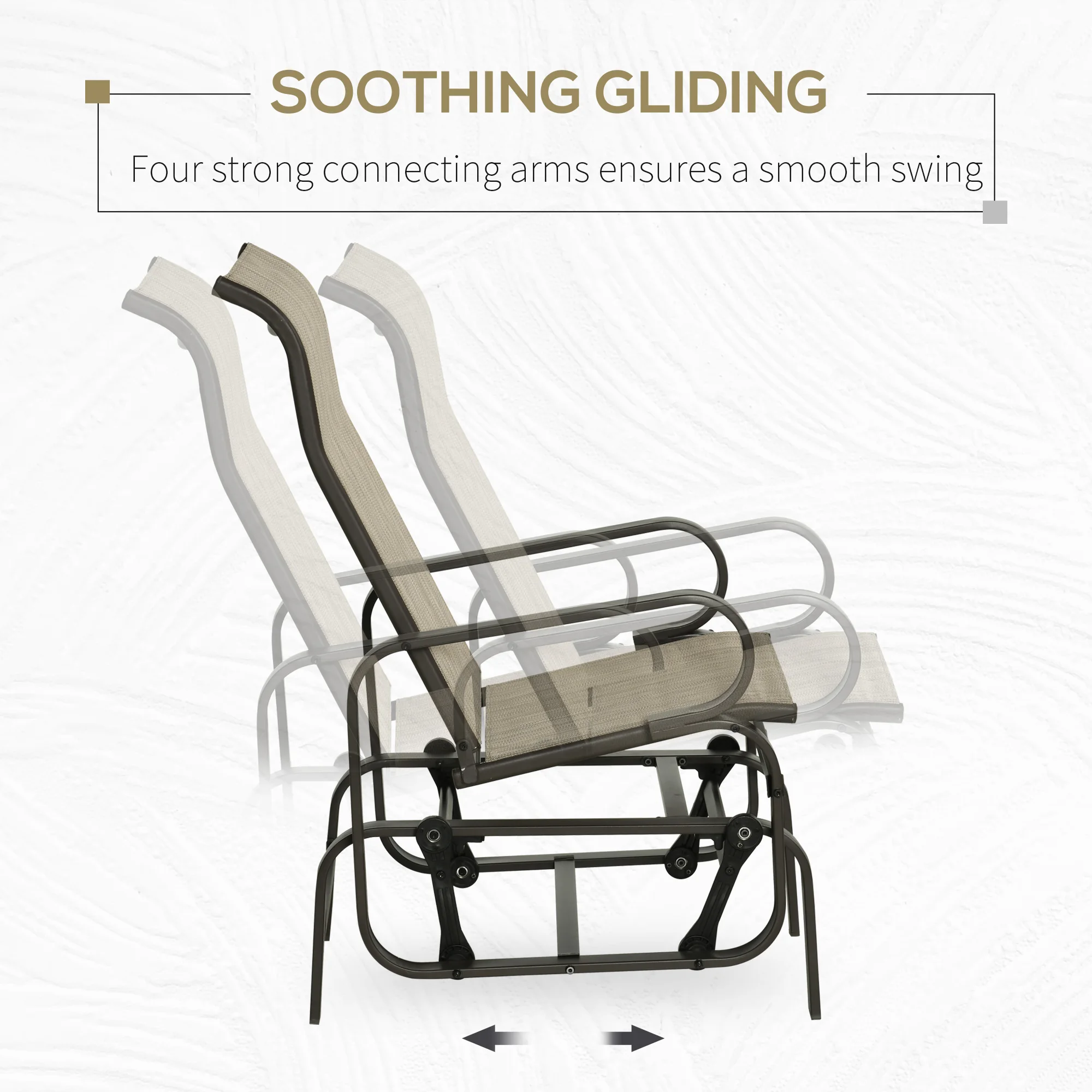 Outdoor Gliding Lounger Chair Single Rocker Lightweight Metal Mesh Breathable Sling Seat Smooth Gliding Arms Max 352 Lbs Tan
Outdoor Gliding Lounger Chair Single Rocker Lightweight Metal Mesh Breathable Sling Seat Smooth Gliding Arms Max 352 Lbs Tan