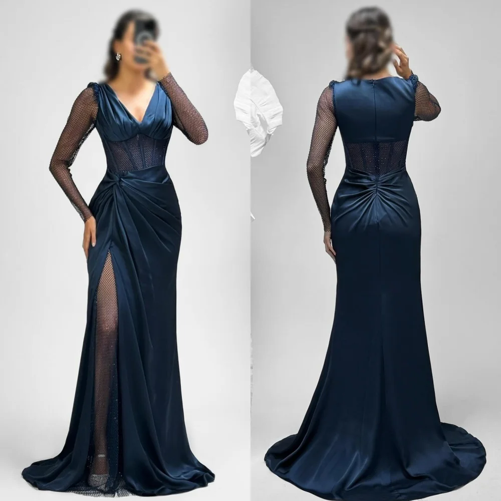 Customized High Quality Elegant Pleat Ruched Mermaid V-neck Long Dresses Bespoke Occasion Dresses Modern Style Sizes Available
Customized High Quality Elegant Pleat Ruched Mermaid V-neck Long Dresses Bespoke Occasion Dresses Modern Style Sizes Available
