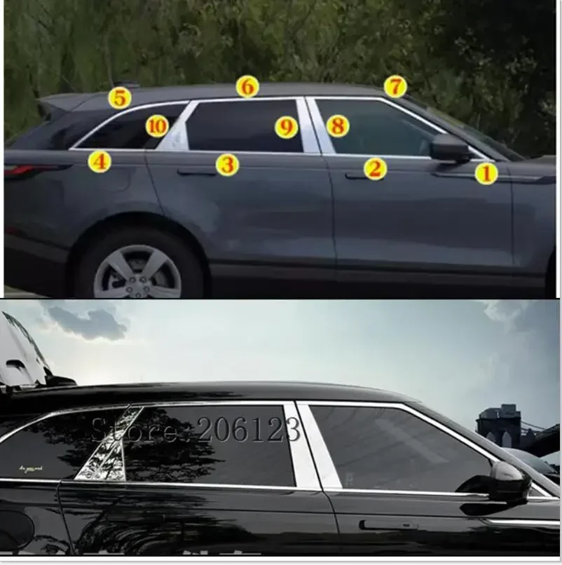 2017 2018 2019 ДЛЯ Range Rover Velar Высококачественная накладка на окно из нержавеющей стали (верх + вниз + задний треугольник, комплект)
2017 2018 2019 ДЛЯ Range Rover Velar Высококачественная накладка на окно из нержавеющей стали (верх + вниз + задний треугольник, комплект)