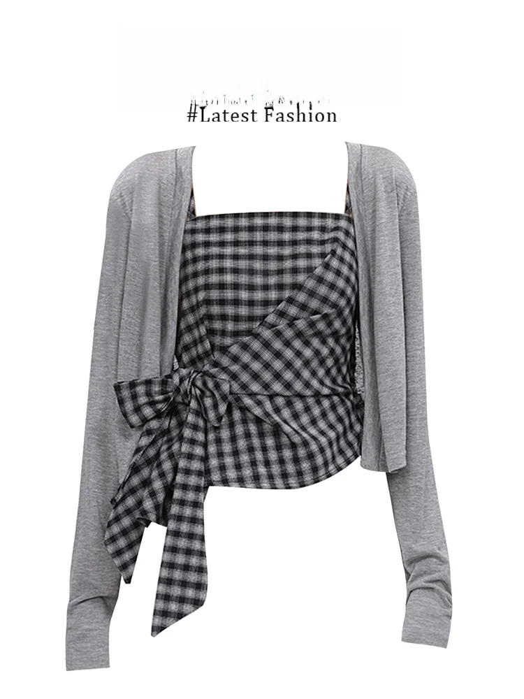 Korean Style Lazy Loose Plaid Strap Cardigan Two-Piece Set Autumn Versatile Belted Top Breathable Lightweight Long Sleeve rou...
Korean Style Lazy Loose Plaid Strap Cardigan Two-Piece Set Autumn Versatile Belted Top Breathable Lightweight Long Sleeve rou...