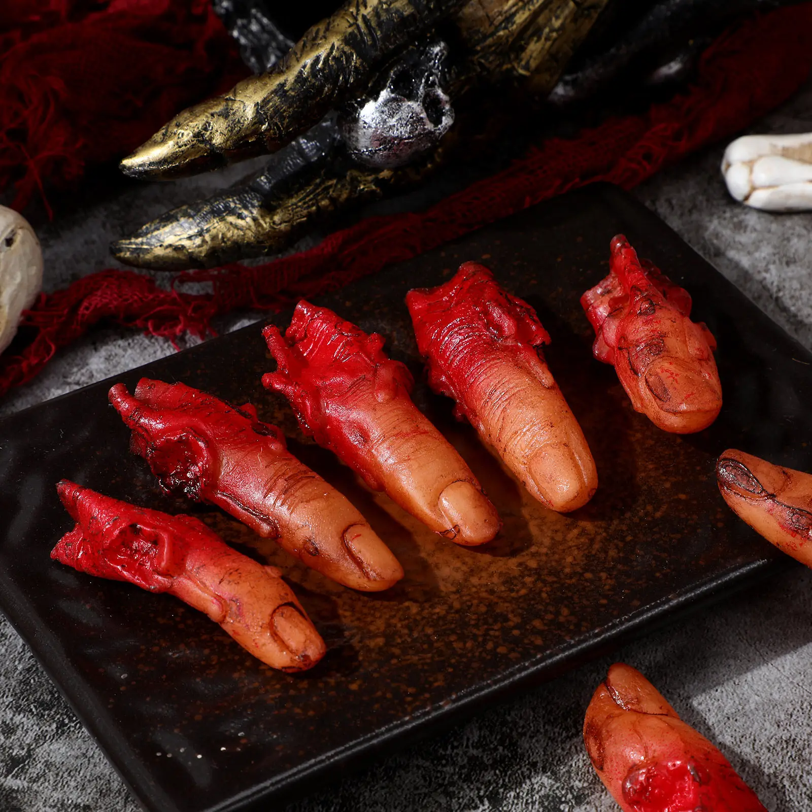 10 шт. кровавых искусственных отрубленных пальцев для Хэллоуина, реквизит для ужасов, декоративные элементы для Хэллоуина, отрубленные пальцы
10 шт. кровавых искусственных отрубленных пальцев для Хэллоуина, реквизит для ужасов, декоративные элементы для Хэллоуина, отрубленные пальцы