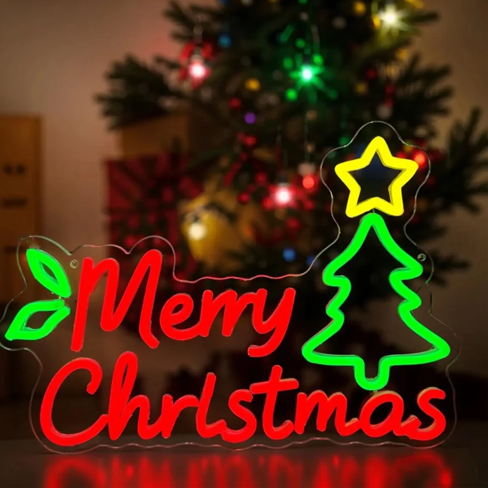 Merry Christmas Neon Sign Christmas Party Led Light Up Sign Xmas Tree Dimmable Room Decoration For Home Club Bar Kid's Room Logo
Merry Christmas Neon Sign Christmas Party Led Light Up Sign Xmas Tree Dimmable Room Decoration For Home Club Bar Kid's Room Logo