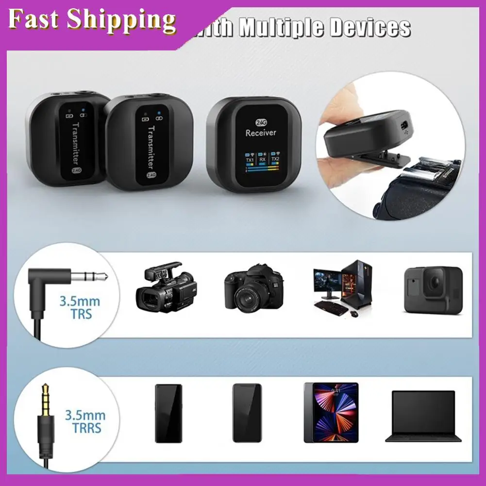 ABRI-Wireless Lavalier Microphone 2.4Ghz Dual Channel Wireless Lapel Mic With Noise Cancellation For DSLR Camera Camcorder Durab
ABRI-Wireless Lavalier Microphone 2.4Ghz Dual Channel Wireless Lapel Mic With Noise Cancellation For DSLR Camera Camcorder Durab