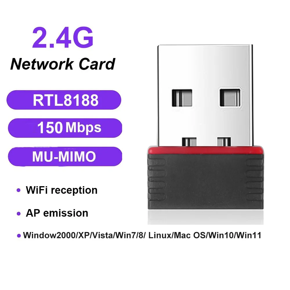 RTL8188 150 Мбит/с USB-адаптер Wi-Fi для Raspberry Pi, адаптер беспроводной сетевой карты Wi-Fi-ключ для настольного ноутбука, ПК с Windows
RTL8188 150 Мбит/с USB-адаптер Wi-Fi для Raspberry Pi, адаптер беспроводной сетевой карты Wi-Fi-ключ для настольного ноутбука, ПК с Windows