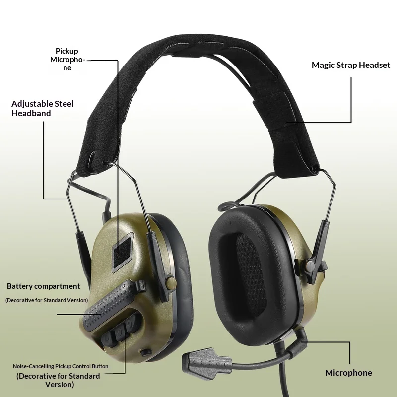 AMP Style Tactical Helmet Up Noise Canceling Sound Pickup Two Way Intercom Ear Muffs For Military Airs oft Pla yers
AMP Style Tactical Helmet Up Noise Canceling Sound Pickup Two Way Intercom Ear Muffs For Military Airs oft Pla yers