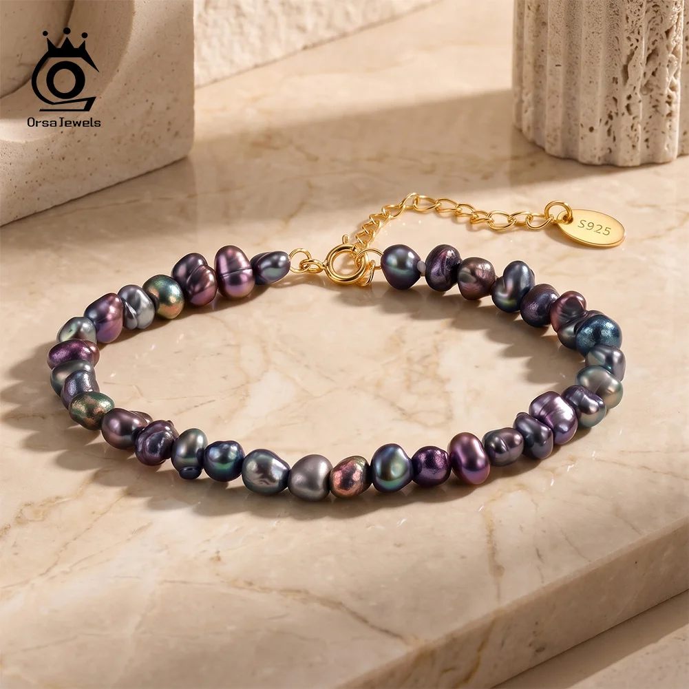 ORSA JEWELS Adjustable Dark Baroque Pearl Bracelet 925 Silver Irregular Pearl Strand Bracelet Elegant Women Jewelry Gift GPB64
ORSA JEWELS Adjustable Dark Baroque Pearl Bracelet 925 Silver Irregular Pearl Strand Bracelet Elegant Women Jewelry Gift GPB64