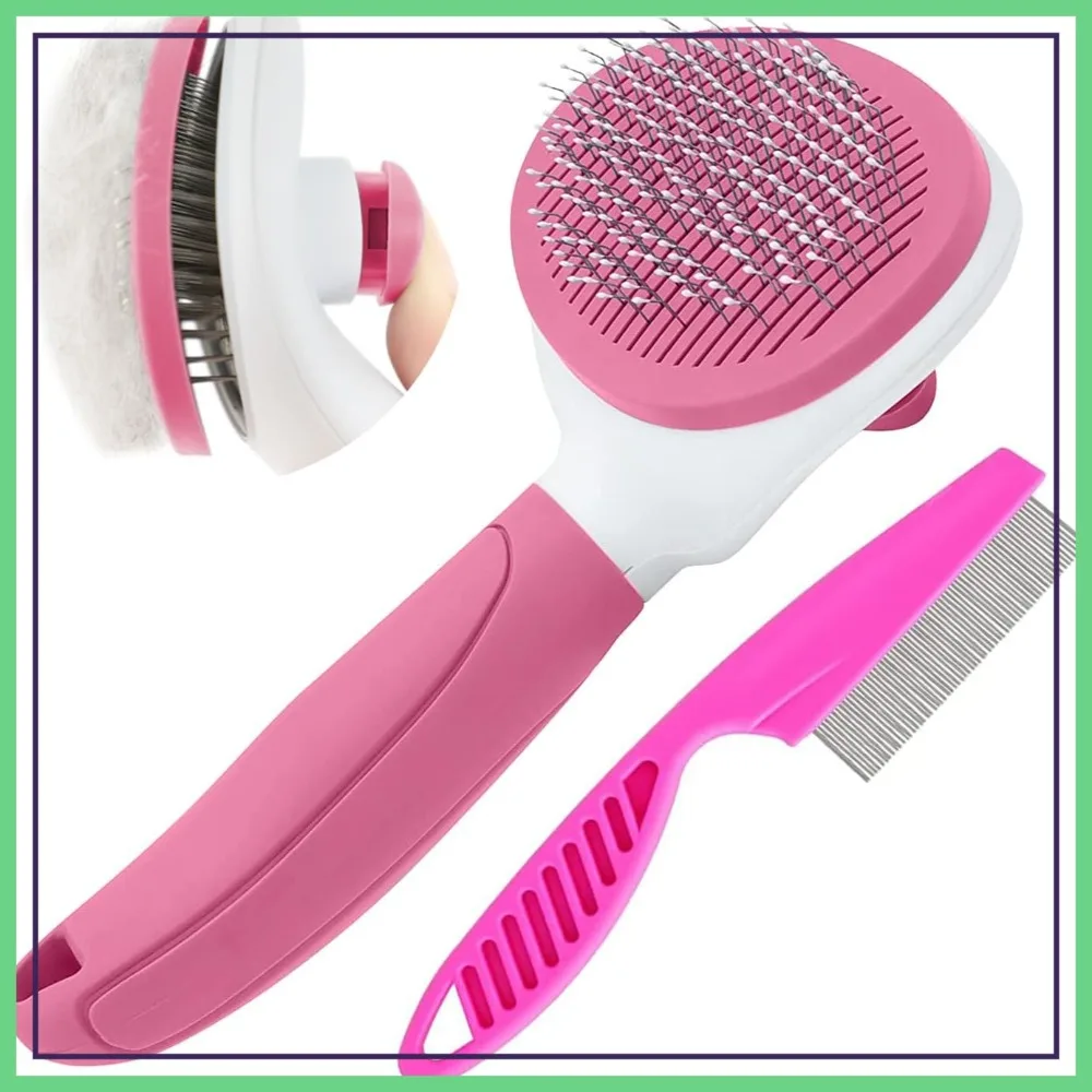 Cat Brush for Indoor Cats, Dog Shedding Brush with Metal Comb, Self-Cleaning Pet Hair Grooming Tool, Pink
Cat Brush for Indoor Cats, Dog Shedding Brush with Metal Comb, Self-Cleaning Pet Hair Grooming Tool, Pink