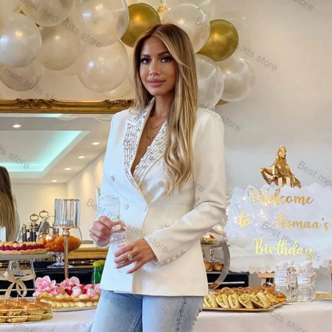 Elegant White Crystals Women Suit 1 Piece Blazer Luxury Formal Office Lady Wedding Prom Jacket Coat Customize Made
Elegant White Crystals Women Suit 1 Piece Blazer Luxury Formal Office Lady Wedding Prom Jacket Coat Customize Made