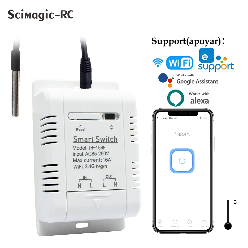 EWelink TH16 WiFi Smart Thermostat Switch 16A Energy Consumption Monitoring Wireless Voice Control Works With Alexa Google Home
EWelink TH16 WiFi Smart Thermostat Switch 16A Energy Consumption Monitoring Wireless Voice Control Works With Alexa Google Home