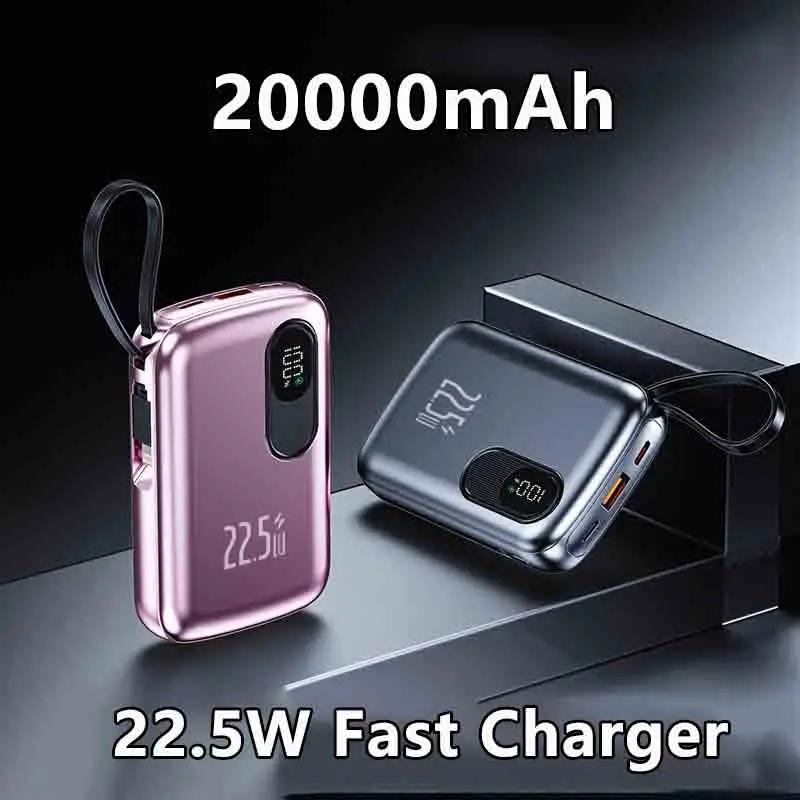 Мини-Power Bank емкостью 20000 мАч, встроенный кабель, новое сверхбыстрое зарядное устройство 120 Вт, внешняя запасная батарея для IPhone Xiaomi Samsung
Мини-Power Bank емкостью 20000 мАч, встроенный кабель, новое сверхбыстрое зарядное устройство 120 Вт, внешняя запасная батарея для IPhone Xiaomi Samsung