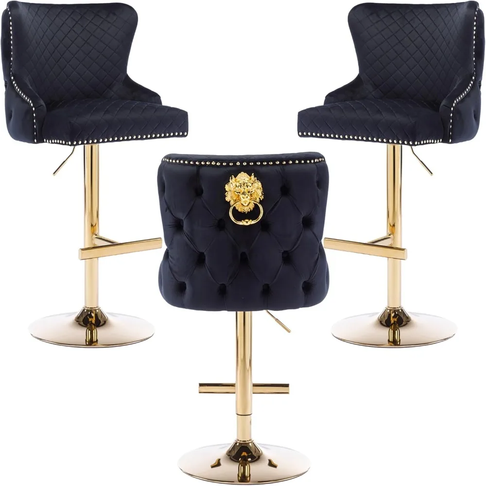 Bar Stools Set of 3, Counter Height Kitchen Chairs Golden Base, Velvet Swivel Thicken Padded Large Cushion Tufted High-Back Bar
Bar Stools Set of 3, Counter Height Kitchen Chairs Golden Base, Velvet Swivel Thicken Padded Large Cushion Tufted High-Back Bar