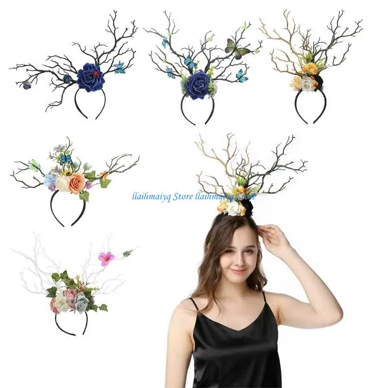 573B Butterfly on Headband Dark Hair Hoop with Flower for Masquerade Headwear Halloween Cosplay Christmas Costume
573B Butterfly on Headband Dark Hair Hoop with Flower for Masquerade Headwear Halloween Cosplay Christmas Costume