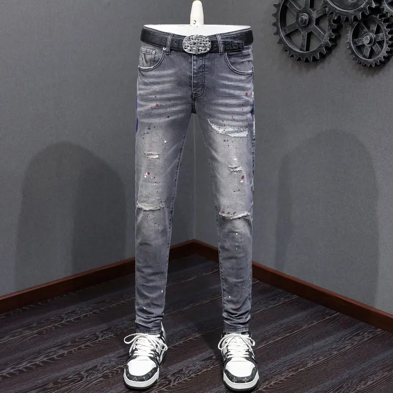 High Street Fashion New Men's Jeans Scratch Washed Nostalgic Stretch Slimming Grey Jeans Hip Hop Brand Pants Hombre
High Street Fashion New Men's Jeans Scratch Washed Nostalgic Stretch Slimming Grey Jeans Hip Hop Brand Pants Hombre