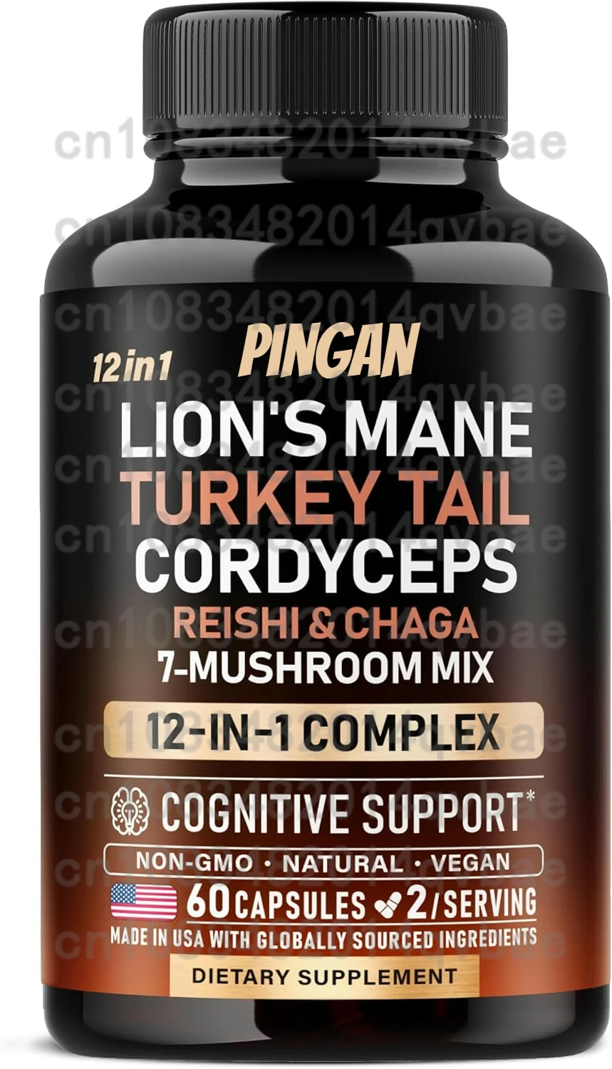 Lions Mane Mushroom Supplement Contains Turkey Tail,cordyceps Sinensis, Cordyceps Maitake and Chaga Mushroom 60 Capsules
Lions Mane Mushroom Supplement Contains Turkey Tail,cordyceps Sinensis, Cordyceps Maitake and Chaga Mushroom 60 Capsules
