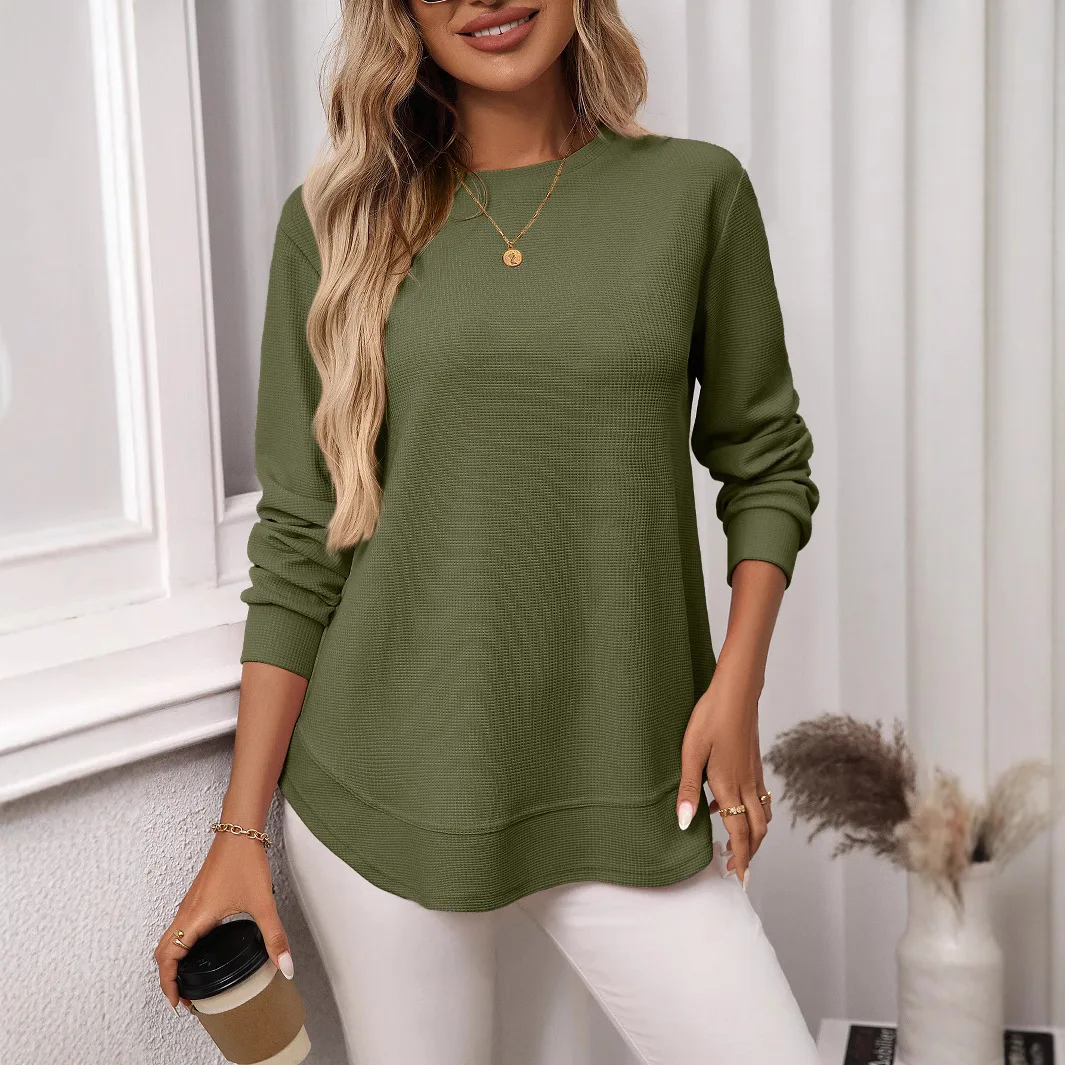 Ladies' Loose Casual Shirt Knitted Long Sleeve T-shirt
Ladies' Loose Casual Shirt Knitted Long Sleeve T-shirt