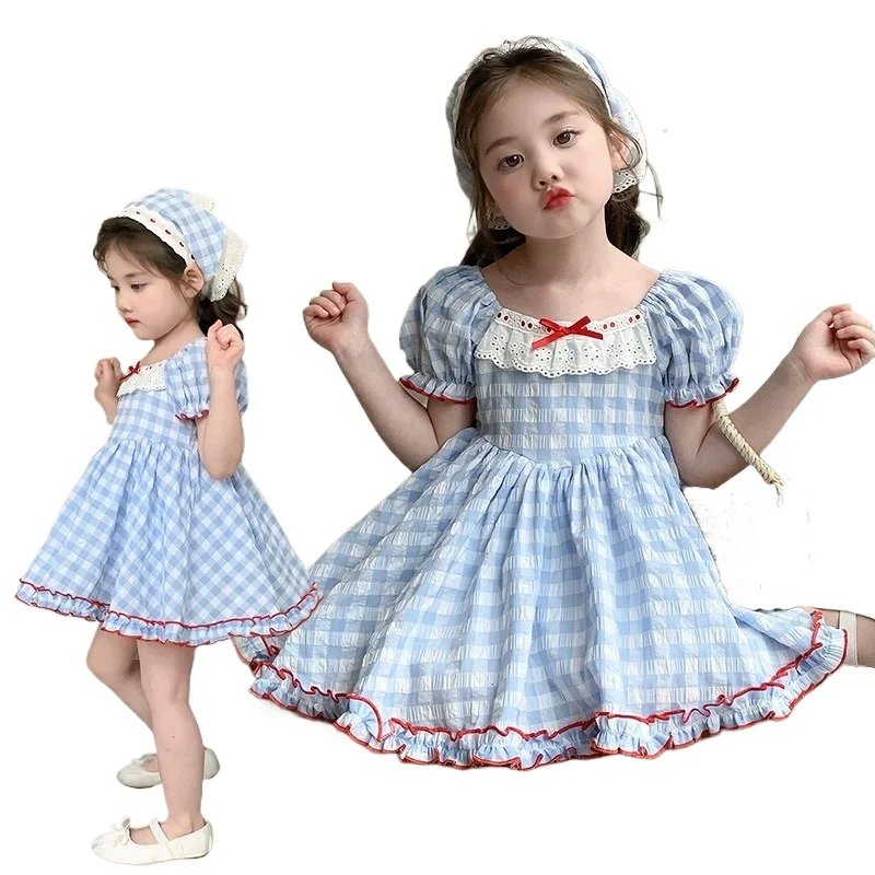 New Cartoon Vintage Blue Gingham Short Sleeve Dress Summer Cotton Casual Simple Holiday Wear Clothes for 3-8 Years Girls
New Cartoon Vintage Blue Gingham Short Sleeve Dress Summer Cotton Casual Simple Holiday Wear Clothes for 3-8 Years Girls