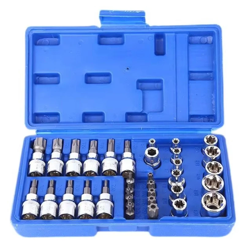 34-piece of plum star portable chrome vanadium steel ratchet wrench set knurled socket various sizes manual combination tools
34-piece of plum star portable chrome vanadium steel ratchet wrench set knurled socket various sizes manual combination tools