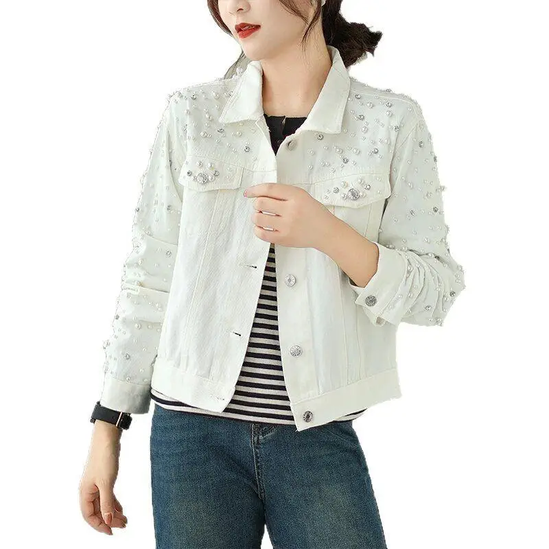 Women White Denim Jacket 2026 Spring Korean Style Rivet Long Sleeve Slim Short Jacket Fashion Streetwear Outerwear Female Tops
Women White Denim Jacket 2026 Spring Korean Style Rivet Long Sleeve Slim Short Jacket Fashion Streetwear Outerwear Female Tops