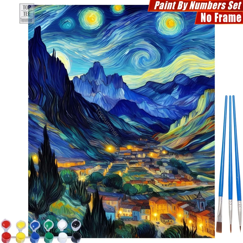Starry Valley Town - Digital Oil Painting Set - Van Gogh Lights Family Gatherings Halloween Gift For Grandma
Starry Valley Town - Digital Oil Painting Set - Van Gogh Lights Family Gatherings Halloween Gift For Grandma