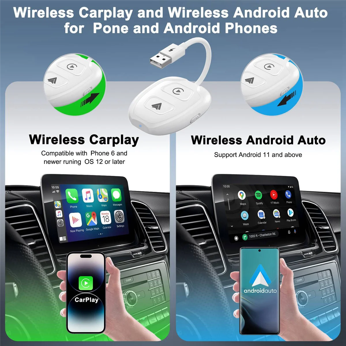 SuperDeals 2PCS 2 in 1 Wireless CarPlay Adapter for Apple Android Auto Wireless Carplay Dongle for Wired Apple Carplay & Android
SuperDeals 2PCS 2 in 1 Wireless CarPlay Adapter for Apple Android Auto Wireless Carplay Dongle for Wired Apple Carplay & Android