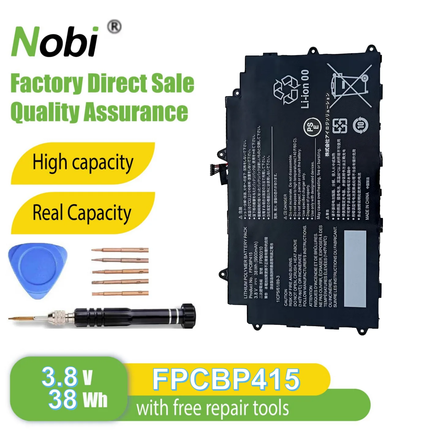 Nobi FPB0310 FPCBP415 CP678530-01 battery for Fujitsu Arrows Tab F-02F FARQ55S F-02F Q584 HQ584 Q555 series(3.8V 38Wh)
Nobi FPB0310 FPCBP415 CP678530-01 battery for Fujitsu Arrows Tab F-02F FARQ55S F-02F Q584 HQ584 Q555 series(3.8V 38Wh)