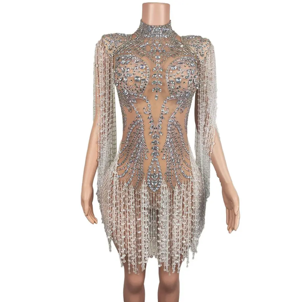 Sparkly Rhinestones Pearls Fringes Bodysuit for Women Sexy Performance Dance Costume Birthday Dress Singer Dancer Stage Wear
Sparkly Rhinestones Pearls Fringes Bodysuit for Women Sexy Performance Dance Costume Birthday Dress Singer Dancer Stage Wear